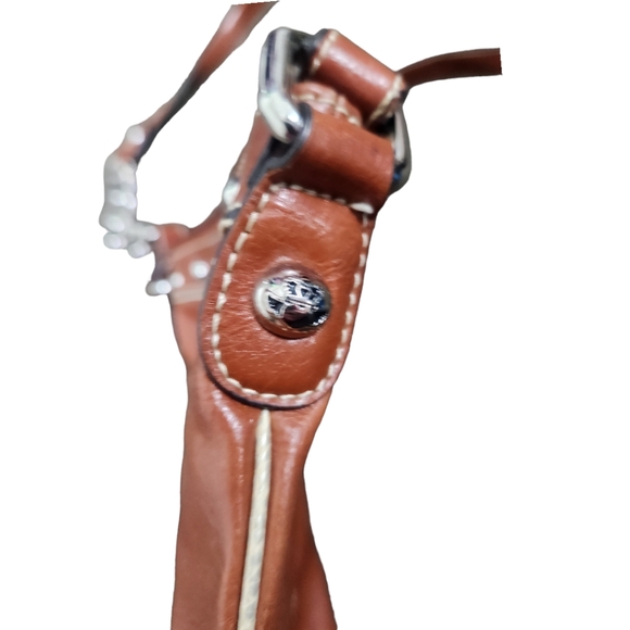 Y2K Vintage Kathy Van Zeeland Brown Studded Chainlink Vinyl Mini Shoulder Bag - Picture 4 of 11